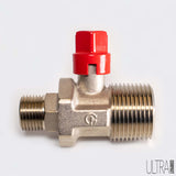 Ultra Compact© isolation valve 1" BSPT male x 1/2" BSPP male with fitted 15mm square head adapter